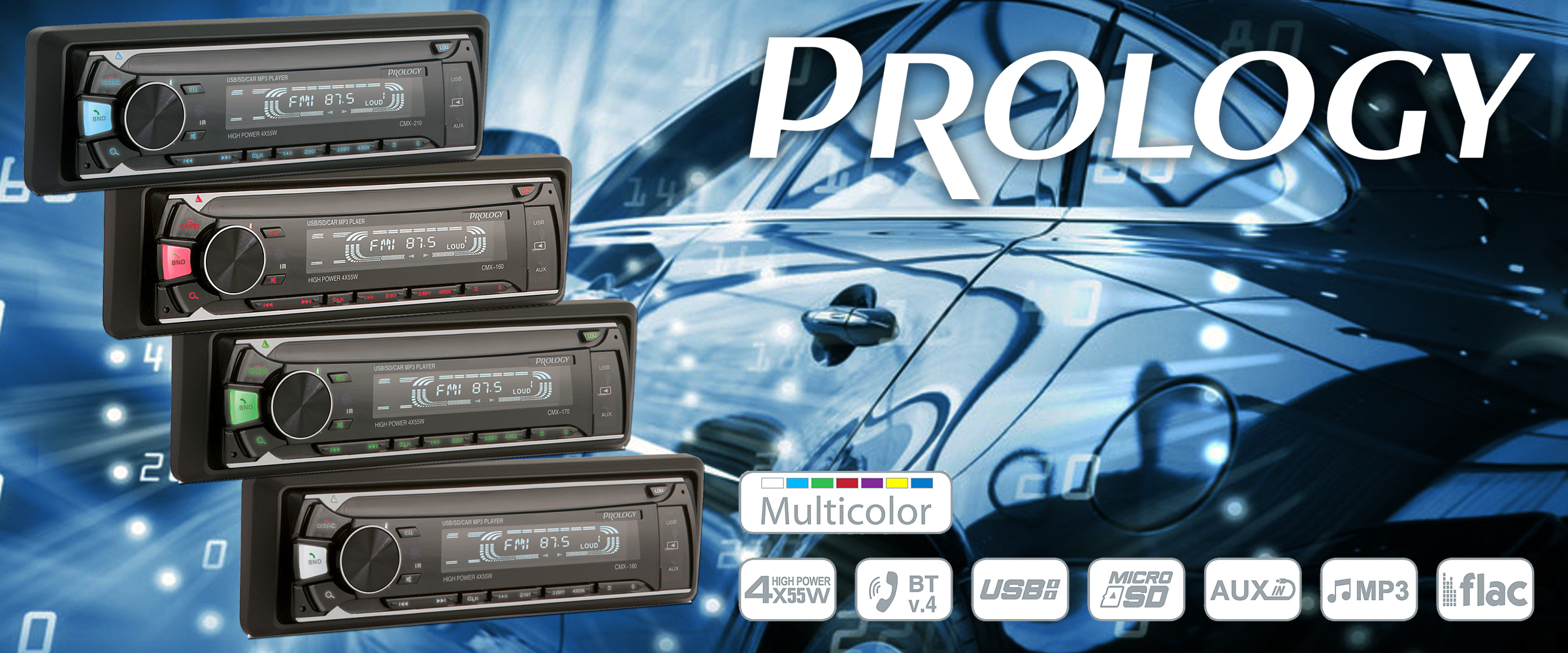 Новые модели 1DIN магнитол PROLOGY 2020 года. NEW FM SD/USB ресиверы с Bluetooth и FLAC